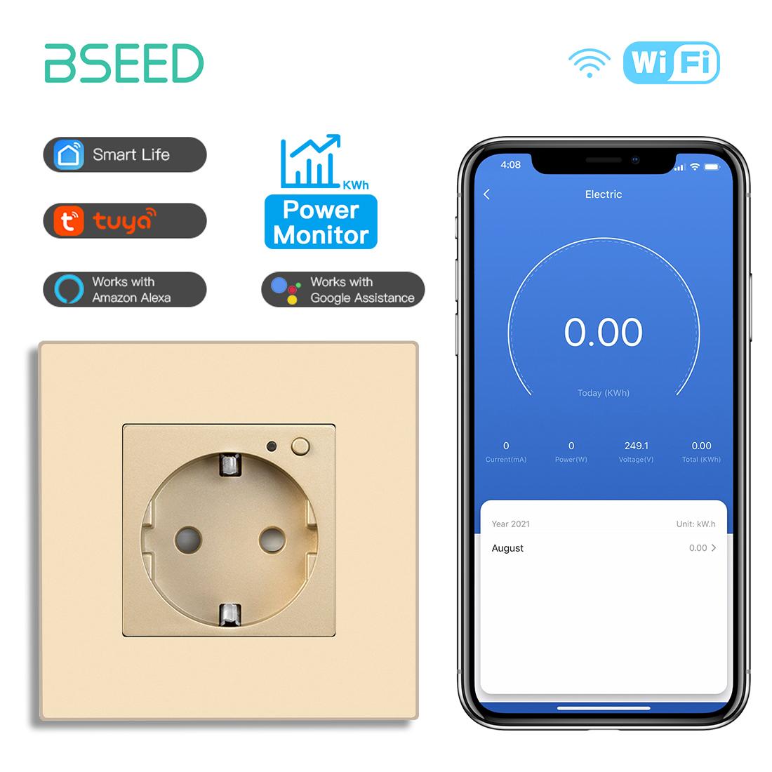 

BSEED Wifi EU Socket With Normal Type-c USB Fast Charging Ports Smart Sockets Support Tuya Smart Life Alexa App Plastic Frames Plastic Panel