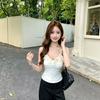 Sweet pure lace suspender vest women's summer new with chest pad bow lace girl beauty back top