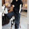 Women's Korean Style Summer Hooded Short-Sleeve Sweater and Casual Harem Pants Two-Piece Set