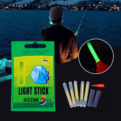 5PCS/Pack Fishing Glow Sticks 15M/30M Viewing Distance With Rubber Tube And Luminous Cap Night Fishing Equipment