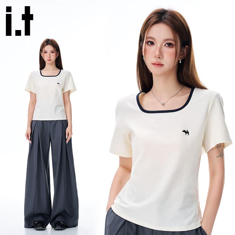 CHOCOOLATEit Women s Contrast Square Neck T-Shirt S
