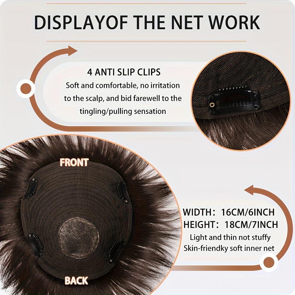 Men's Short Straight Human Hair Wig - Lightweight, Breathable, Natural Texture Hair Topper