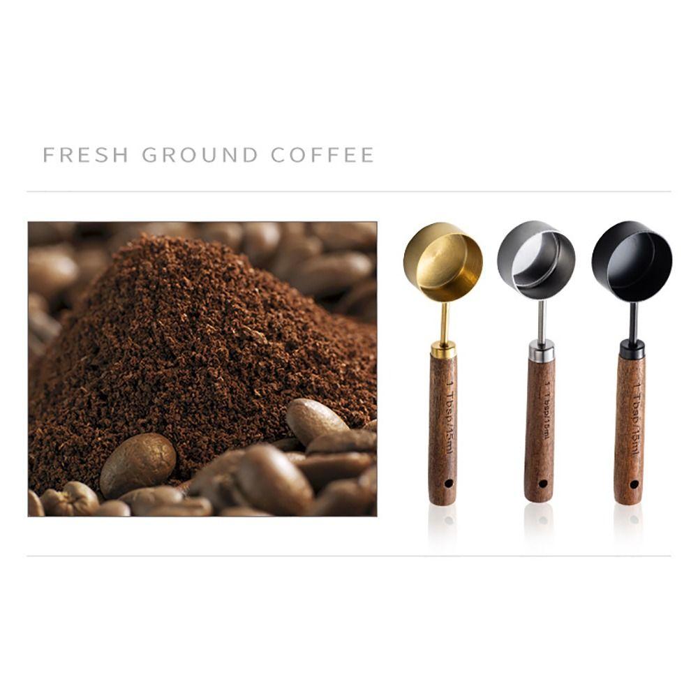 Stainless Steel 15ML Measuring Spoon Blending Versatile Coffee Powder Spoon Walnut Handle Coffee Bean Spoon Coffee Powder