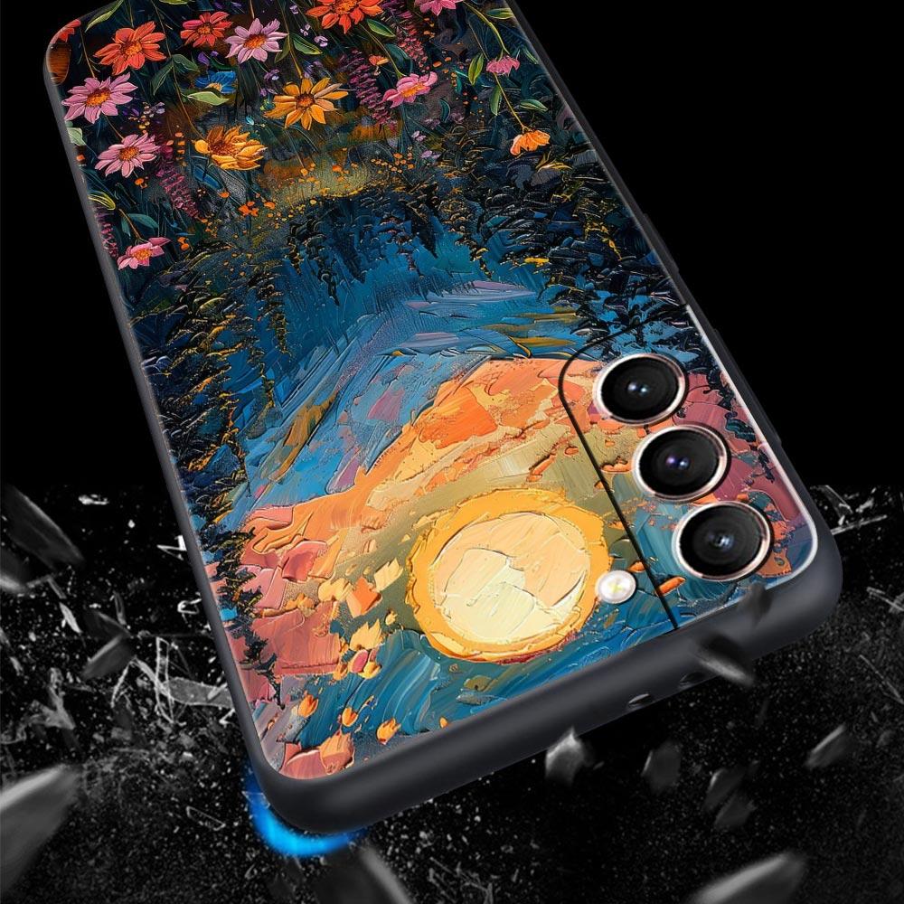 Oil Painting Of Flowers Phone Case For Samsung Galaxy S26 Ultra S25 Plus S24 FE S23 S22 5G S21 S20 Cover Black Soft