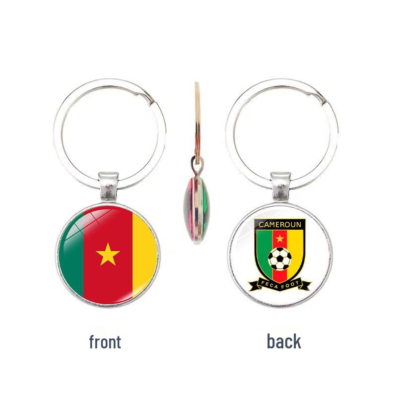 World Cup Top 32 National Flags & Team Emblems Double-sided Keychain