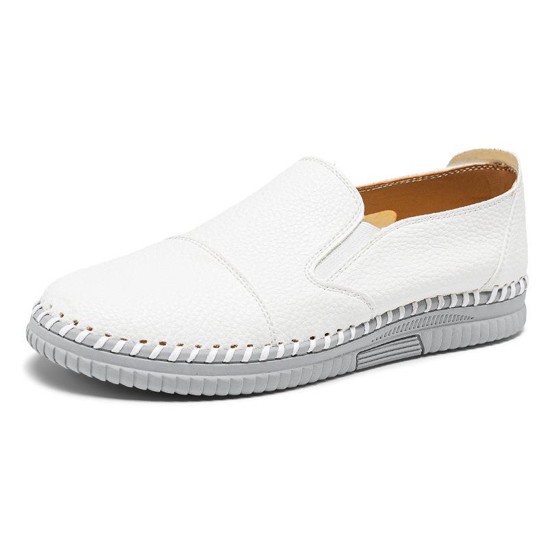 Men s Slip-on Leather Casual Shoes - Soft Sole, Versatile, Comfort Fit 44 белый