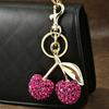 Sleutelhanger Hanger Strass Ingelegd Kersenvorm Sleutelhanger met Legering Kreeftsluiting Tas Hanger Lichtgewicht Rugzak Accessoire