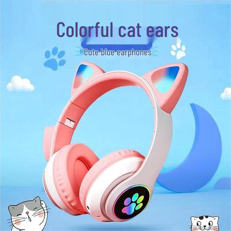 Luminous Cat Ear Bluetooth Over-Ear Headphones STN-28: Ultra-Long Battery Wireless Headset