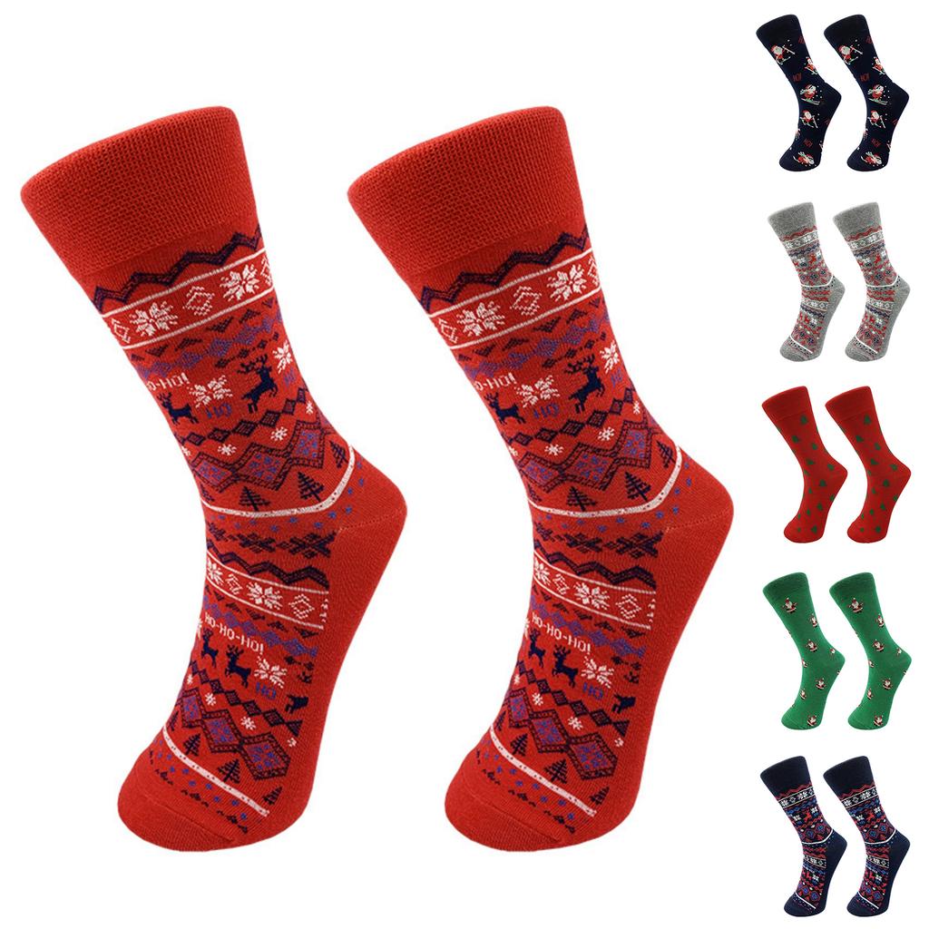 Christmas Gift: Mid-calf Socks, Elk Pattern Trendy Cotton Socks