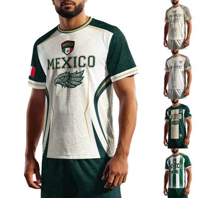 Men's Casual Soccer Printed Quick-Dry Lightweight Mesh Breathable Short Sleeve Crew Neck Shirt for Sports and Outdoor Activities