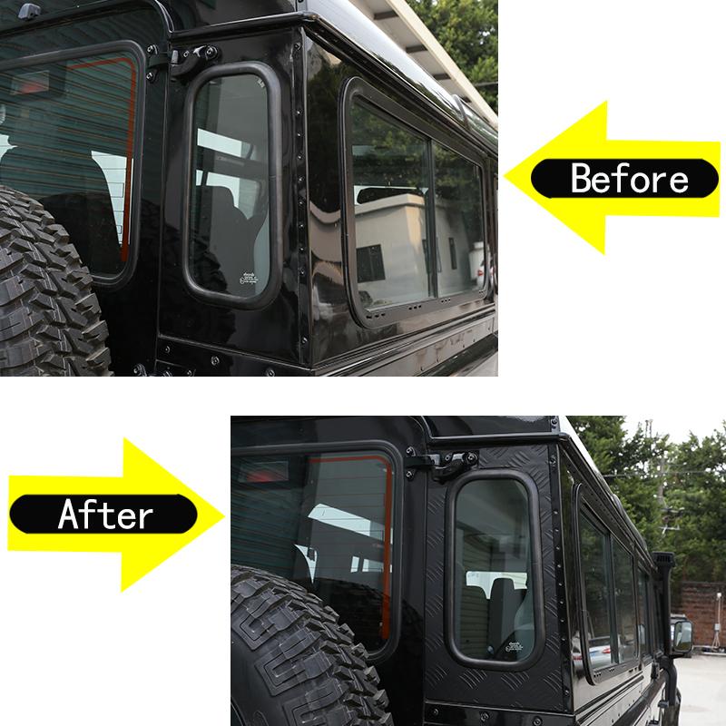2pcs Black Aluminum Alloy Car Rear Door Side Window Glass Protective Plate For Land Rover Defender 2004-2018 Exterior
