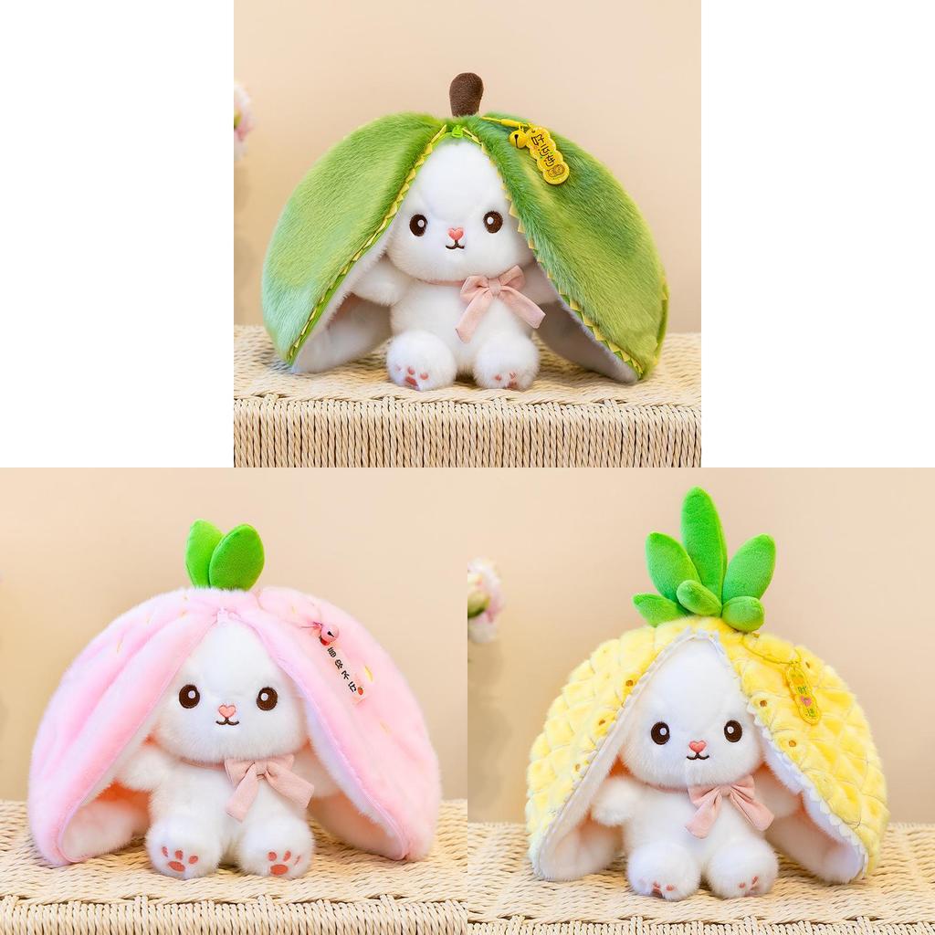 Transformable Fruit Bunny Plush Doll, Reversible Rabbit Stuffed Toy With Detachable Fruit Shell Kids Gift