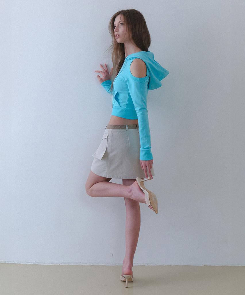 Geuliteu Juer Contrast Pocket Mini Skirt_Juer Skirt_Beige