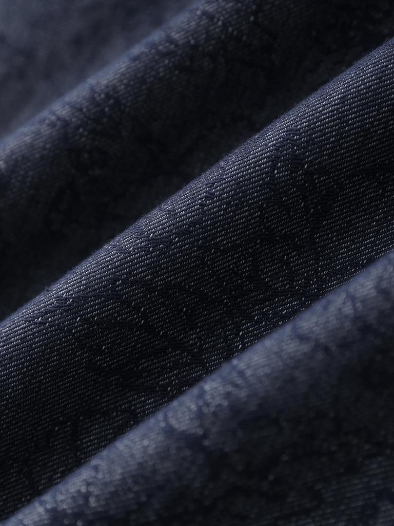 Retro Jacquard Denim Slimming Mid-Length Dress for Women - Summer Style