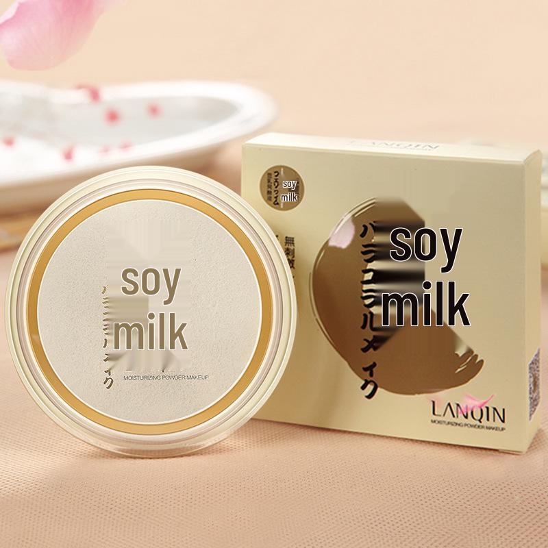 Lanqin Japanese Style Long-Lasting Concealer & Setting Powder – Soy Milk, Non-Transfer, Touch-Up Loose Powder Cake