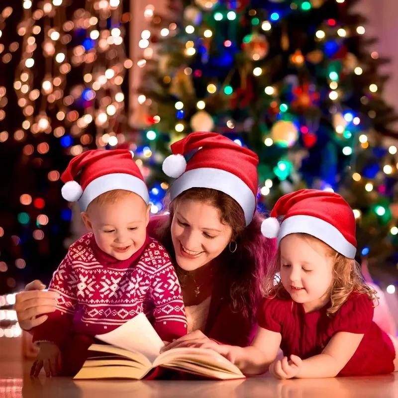 Classic Non Woven Santa Hats for Adults Children Pets Christmas Party Hats Holiday Costume Accessories Christmas Decorations