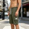Men's Lightweight Cargo Shorts Elastic Waistband Drawstring Closure Loose Fit Straight Leg Multi Pocket Utility Shorts for Outdoor Activities