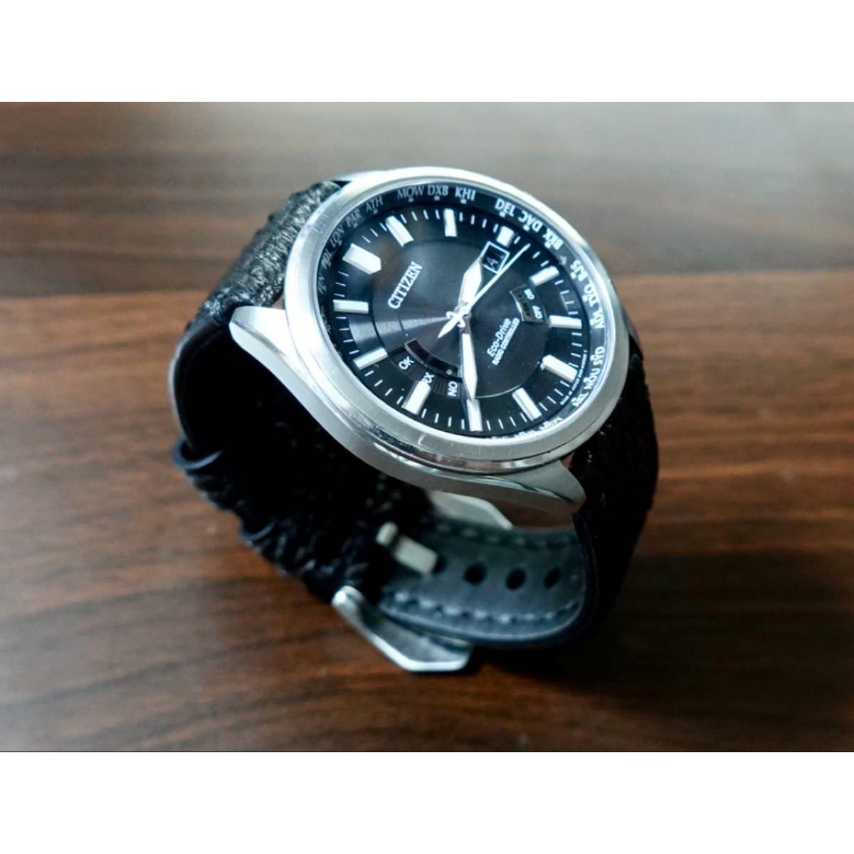 [CITIZEN] Citizen Eco-Drive Watch Solar Radio H145-S073545 Leather Belt Cowhide