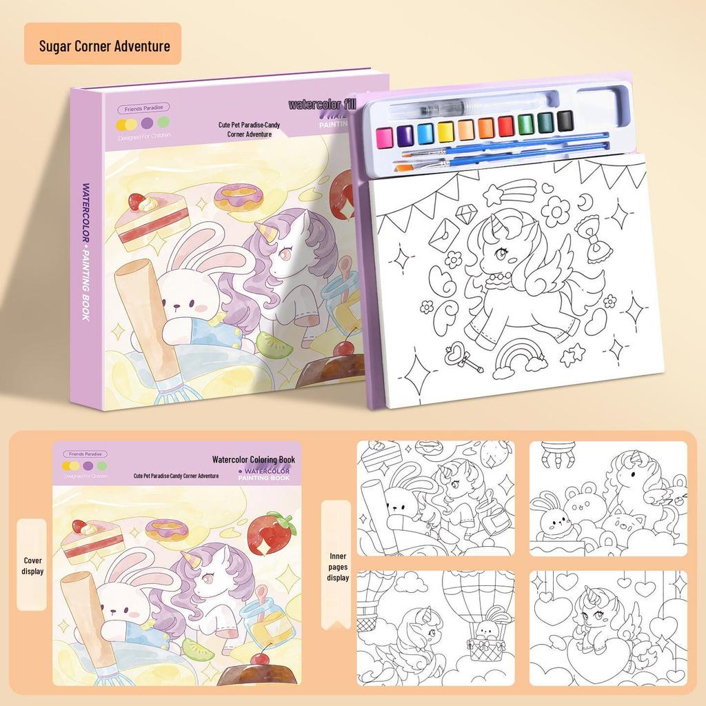 Kids' Watercolor Paint & Doodle Coloring Book for Kindergarten