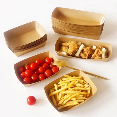 Contenitori Alimentari Monouso a Forma di Barchetta in Carta Kraft