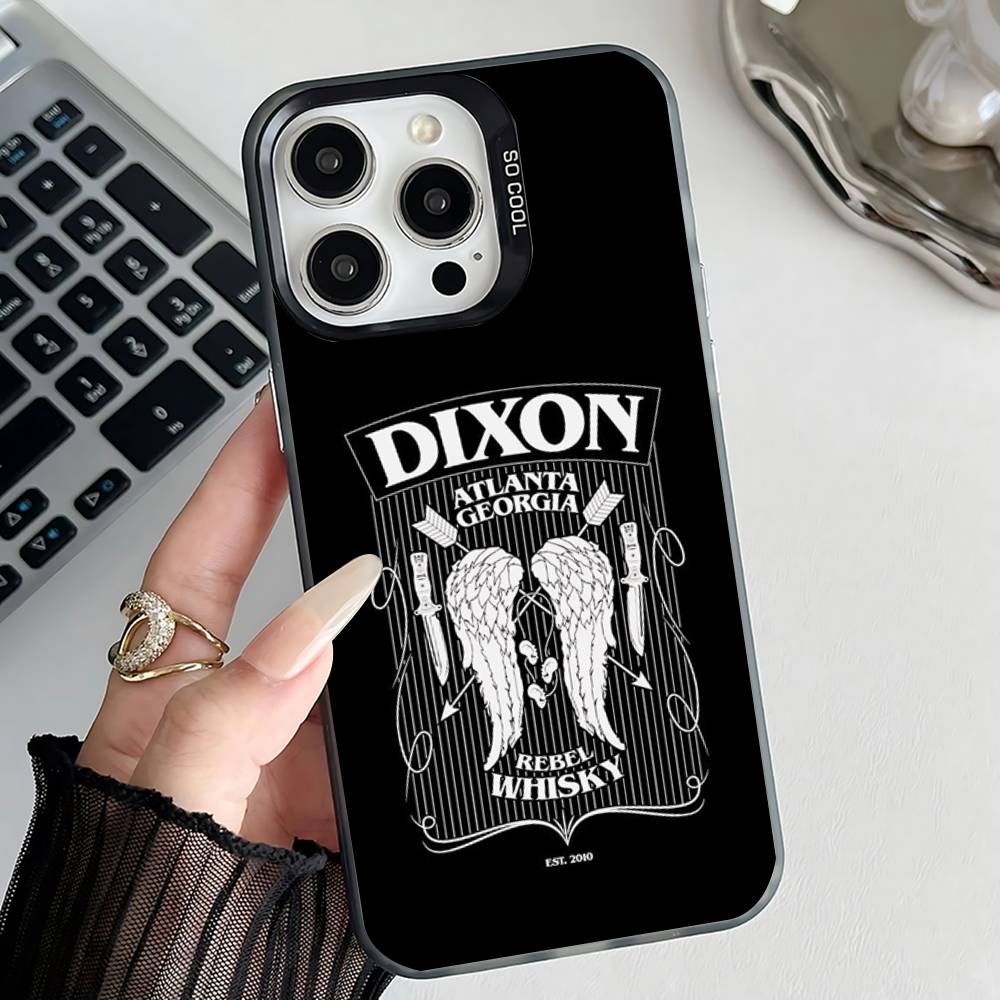 D-Daryl Dixon Wings Zombie Phone Case For iPhone 17,16,15,14,13,12,11,Pro,Max,Plus,E,Air,Mini Black IMD Cover