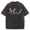 Funny Washed Shirt Rabbit Graphic Tees Mens Oversized Fashionable And Trendy Men's Shirt Printing Camisetas