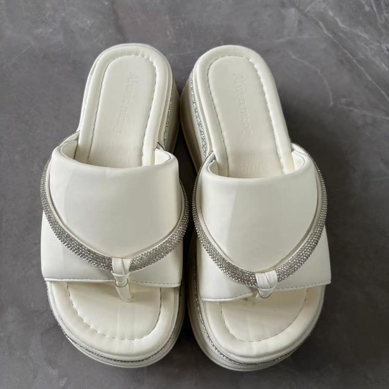Fashion High Heels Crystal Slippers Women Platform Casual Shoes New Walking Fashion Sandals 2024 Summer Beach Flip Flops Female Slides