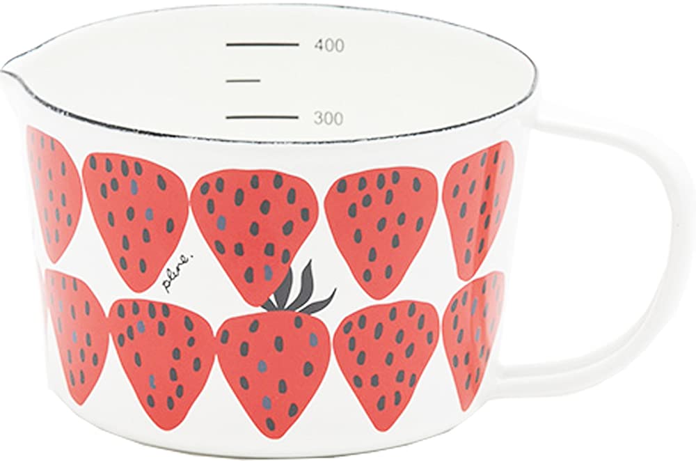 Tamahashi Plune "Prune" Measuring Cup, 450ml, Red Strawberry, Enamel, MC-603