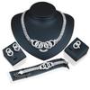 European & American Vintage Jewelry Set: Five-Ring Necklace, Stud Earrings, Bracelet, & Ring - Four-Piece Collection