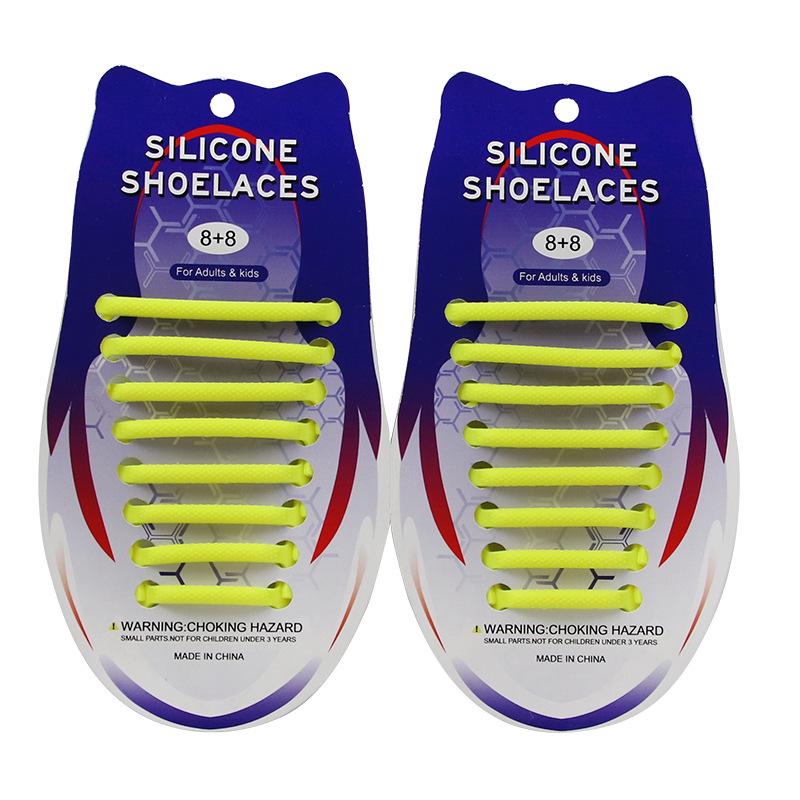 16Pcs Round Silicone Shoelaces without ties No Tie Shoe laces Elastic Laces Sneakers Kids Adult Rubber Quick Shoelace for Shoes