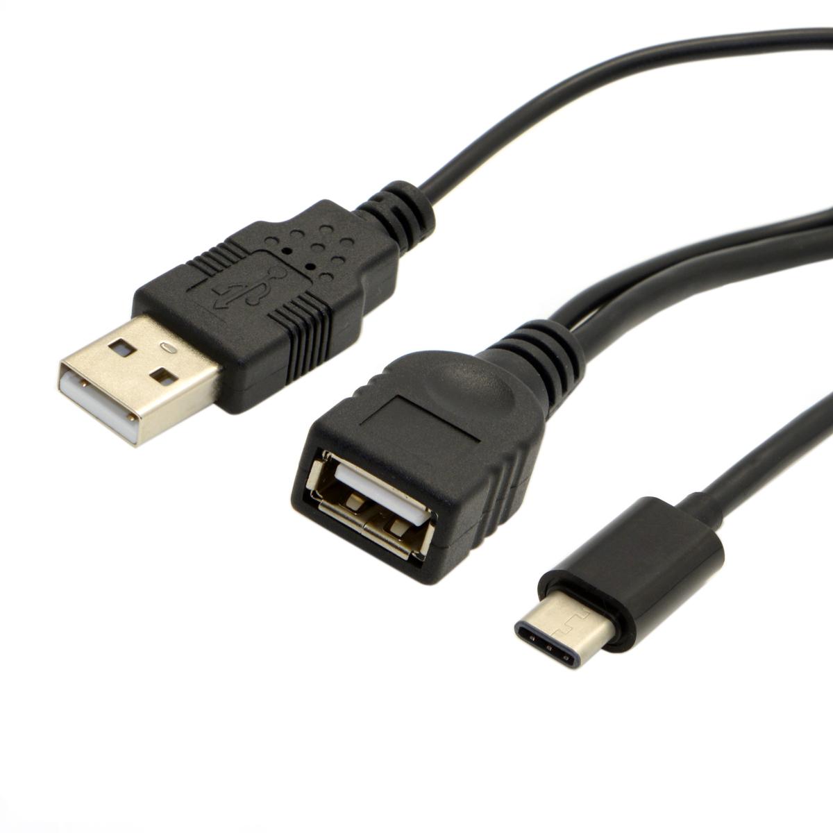 

USB 3.1 Type-C to USB 2.0 Female OTG Data Cable with Extral Power Black