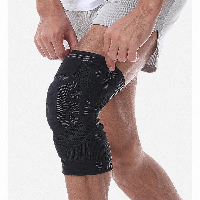 Knee Brace Adjustable Strap Silicone Pad Knee Support for Men Women Running Basketball Squat Arthritis Pain Relief Compression Knee Pad M L XL