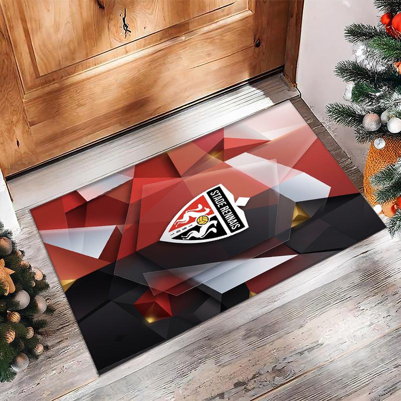 Stade Rennais FC Soccer Football Pattern Soft Area Rug Non Slip Indoor Floor Carpet Sports Decor Mat for Bedroom