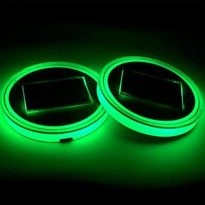 Car Cup Coaster 2 Pieces Light Up Cup Holder Coasters 7 Colors Changing Anti-Slip Mug Pad For Women Men Night Driving Road Trips
