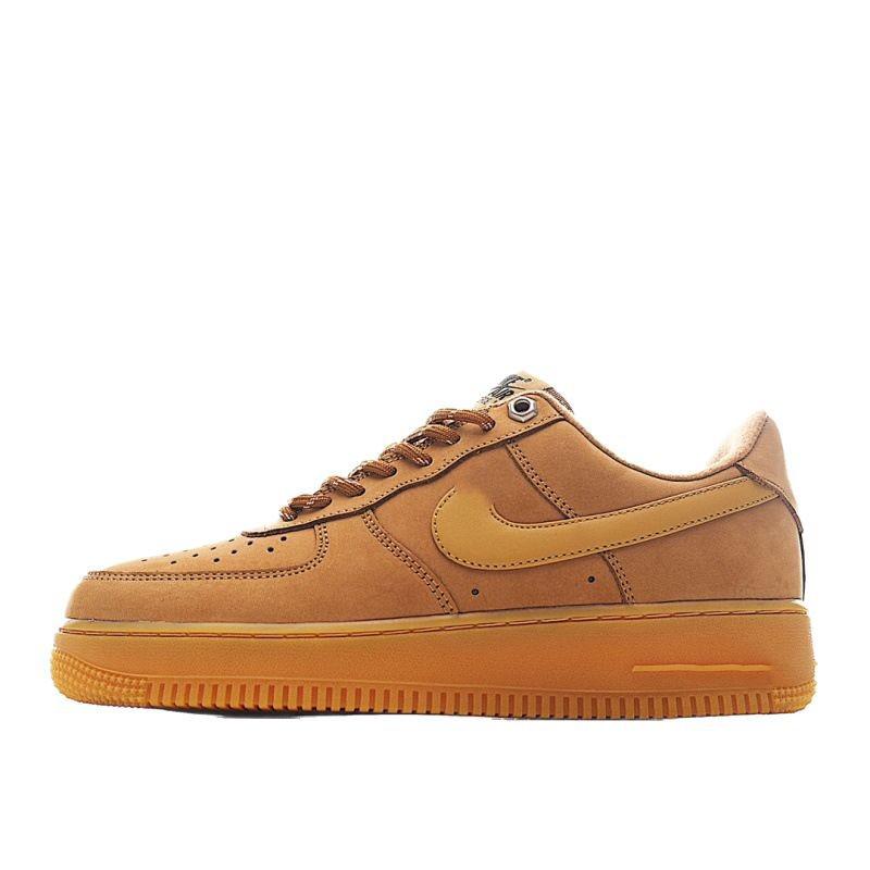 Scarpe Casual Air Force 1 in Vera Pelle Scamosciata Colore Grano con Ammortizzatore ad Aria Integrato per Uomo e Donna - Stile Autunno/Inverno