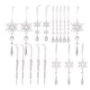 18Pcs Crystal Clear Acrylic Snowflakes And Icicles Christmas Tree Hanging Decorations Winter Theme Festive Adornments