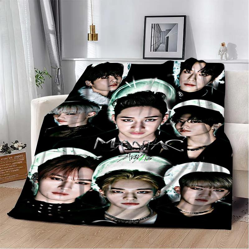 3D KPOP S-Stray-K-Kids Throw blanket Picnic blanket Warm Flannel blankets Home Couch bed linings blankets for beds Birthday Gift