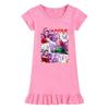 M1265 Kids Girls Christmas New Year Kpop Rumi Zoey Mira Print Short Sleeves Ruffle Dress