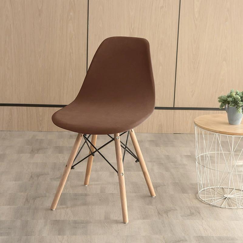 Velvet Shell Chair Cover Solid Color Stretch Armless Chair Covers Elastic Dining Seat Cover Home Hotel Party Banquet Wedding
