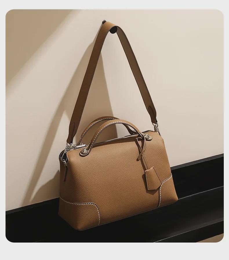 Women's High-End Genuine Leather Shoulder Bag - Large Capacity & Minimalist Design