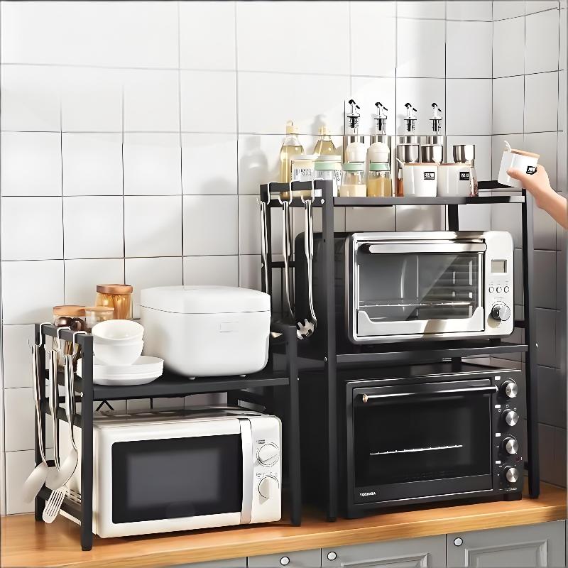 Expandable Microwave Oven Rack Multi Layer Adjustable Shelf Heavy Duty Kitchen Storage Stand for Appliances