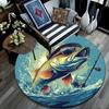 Bass Fish Round Area Rug,Carpet Rug for Living Room Bedroom Sofa Playroom Decor,Non-slip Floor Mat