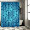 Blue Floral Shower Curtain Home Decor Item for Bathroom Boho Design Pattern Polyester Fabric Material 180x165cm Size Available o