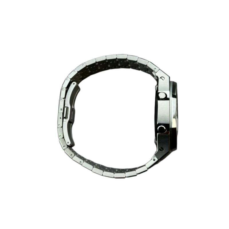 Casio Customized Watch Modified Series Electroplated Red Pomegranate Bezel Diamond Case Silver Star Quartz Steel Strap Sam GA2100-4A