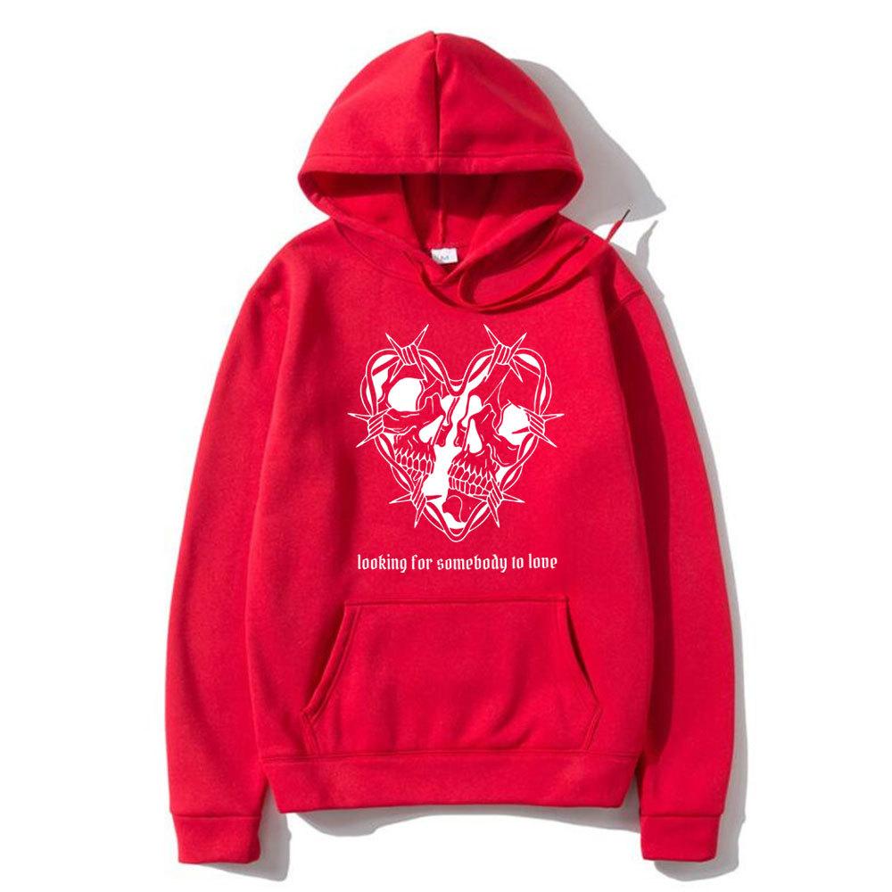 The 1975 Looking Somebody To Love Print Hoodie Skeleton Grap Hoodie Tracksuit Men Fashion Autumn Winter Fleece Loose Sweatshirt