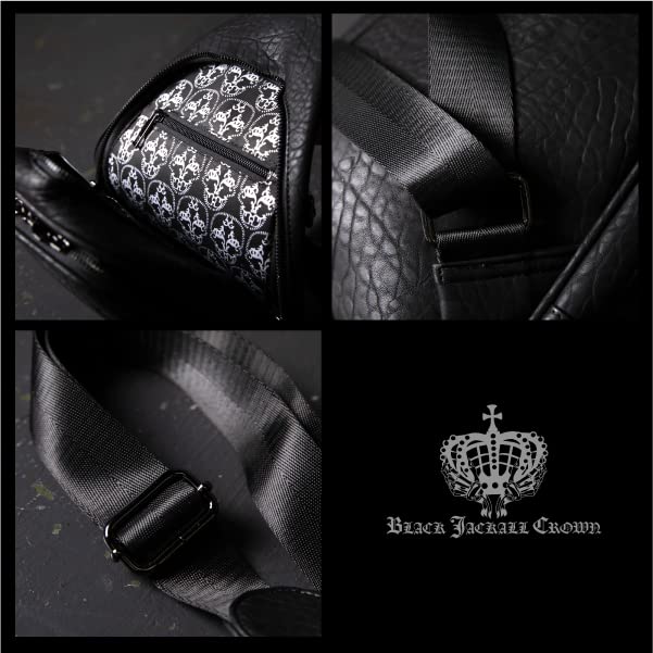 [BLACK JACKALL CROWN] Body Bag/waist Bag for Men and Women with Large Embossed Skull Decoration. Black Jackall Crown TH0208