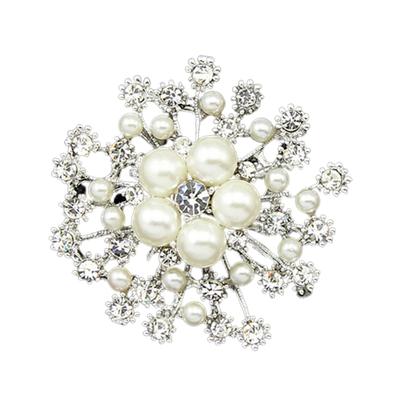 Breastpin Elegant Easy Matching Alloy Flower Faux Pearls Women Brooch Pin for Dating