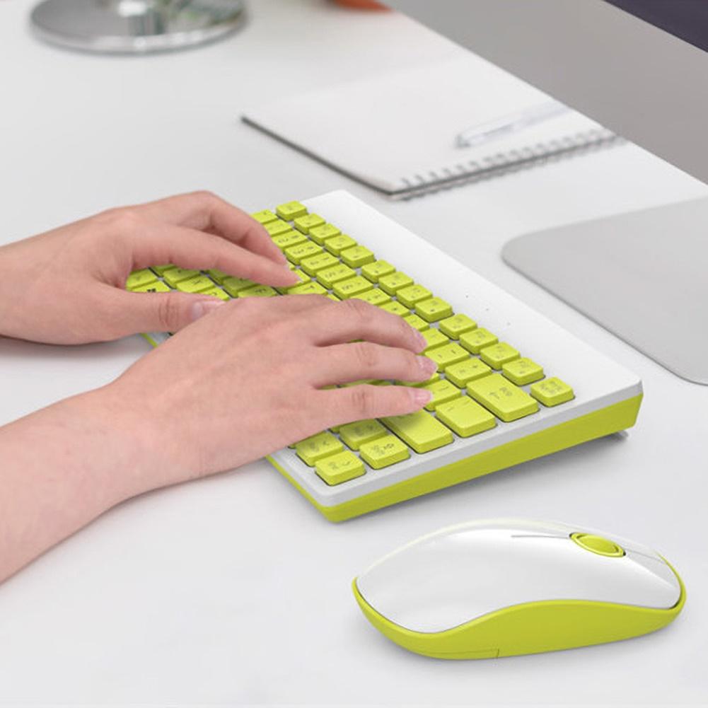 Ergonomic Wireless Adjustable Mechanical Office Mini Keyboard 1500DPI Home Gaming Mouse Set for Laptop Computer