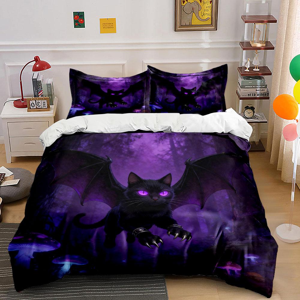 Fantasy Cat Decor Set Forest Soft Comfortable Duvet Cover Bedding Set Included 1*Duvet Cover & 2*Pillowcases, Gift