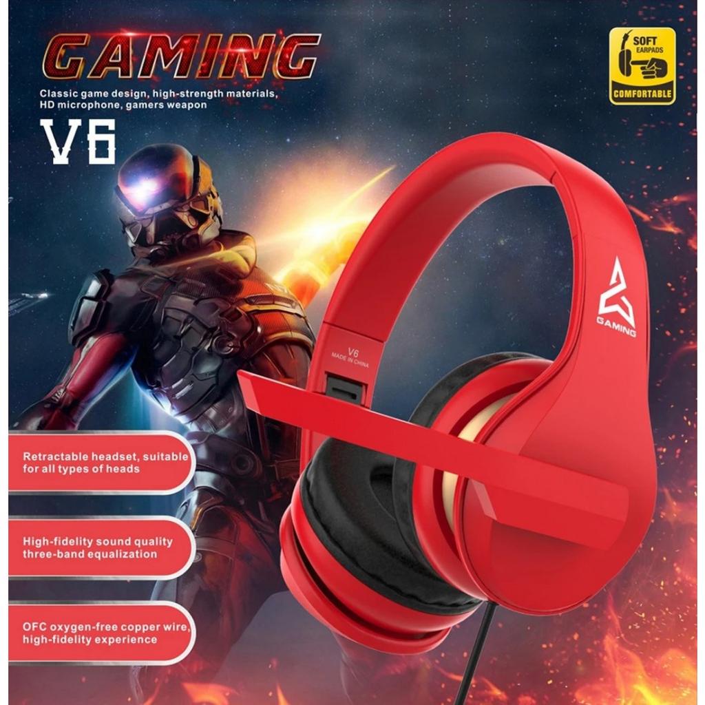 Casque Gaming V6 Stéréo avec Microphone pour Nintendo Switch Casque Gaming Filaire 3,5 mm pour Ps4 PC